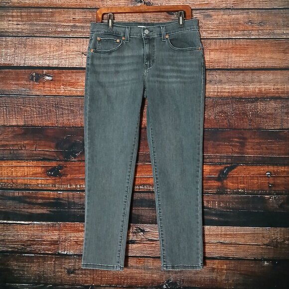 Levis Jeans Size 30 Boyfriend Mid Rise Gray Denim Stretch Crop 27" Inseam - Picture 2 of 9